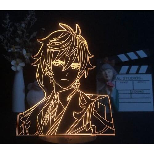 Hot Game Genshin Impact Zhongli Game Decor 3D Night Light for Bright Base Color Changing Table Kids Present Art Game Character