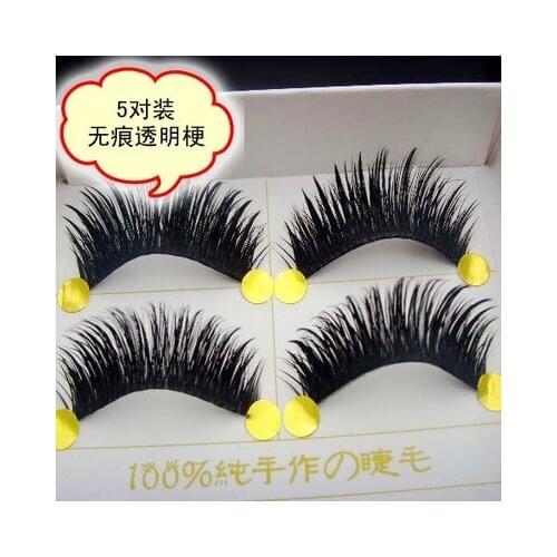 Hot sale fashion 5 pair/set natural long Transparent stem false Eyelash charming shinny fake eyelashes thick lengthen