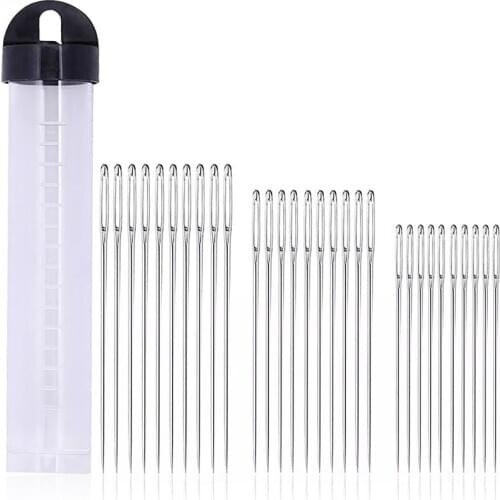 LMDZ 30 Large-Eye Hand Sewing Needles,3 Sizes Large-Eye Stitching Needles Crochet Cross Stitch Weaving Sewing Tools