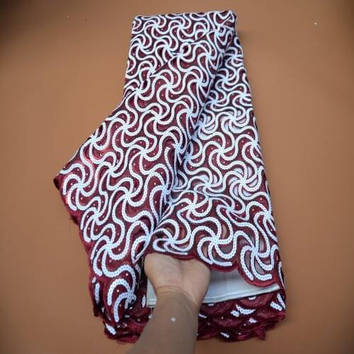 JNP Orange Color African Embroidered Lace Fabric with Sequins Guipure New Latest Dress for Weddings and Parties