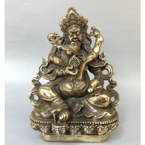 China brass archaize Yellow God of Wealth Buddha crafts statue