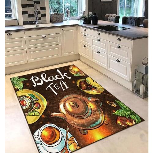 Brown color tea meal fruit drink patterned kitchen rug modern carpet rug personalized gift free shipping kitchen grey runner