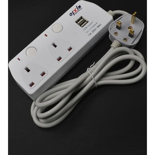 2017 Multifunctional Socket-UK Support 2 USB port UK Plug Charger for Desktop Ground Power device