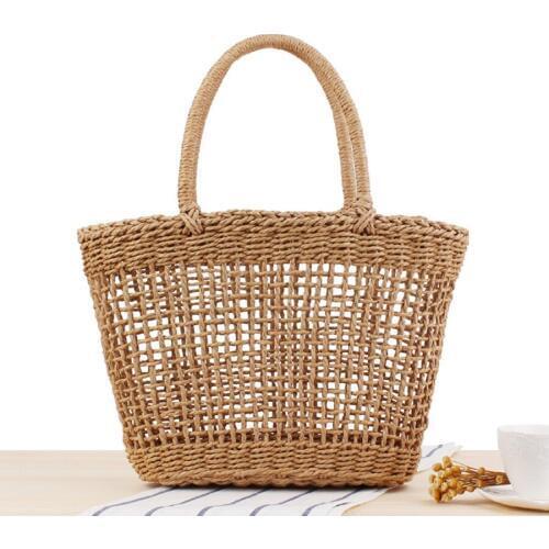 Fashion Hollow Out Straw Weave Handbag Women Casual Tote Bag Summer Beach Travel Bag Rattan Knitted Hole Clutch Bag