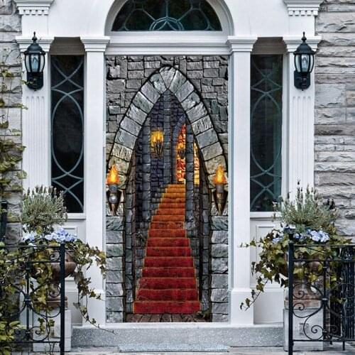 Office Vintage Door Sticker Modern Self-adhesive PVC London Decor Wallpaper Refrigerator Stickers for Bedroom Home Decoration