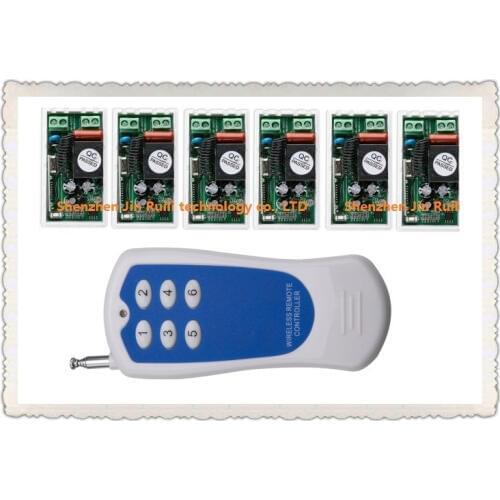 AC 220V 1 CH RF Wireless Remote Control Switch 6 receiver + 6CH transmitter Simple connection JRL-22061