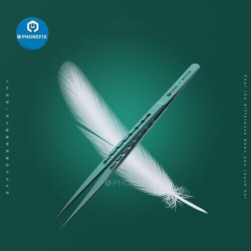2UUL & WYLIE Ti11 Titanium Alloy Ultralight Feather God Tweezer Straight Tip Tweezer For Precise Wire Jump Motherboard Repair