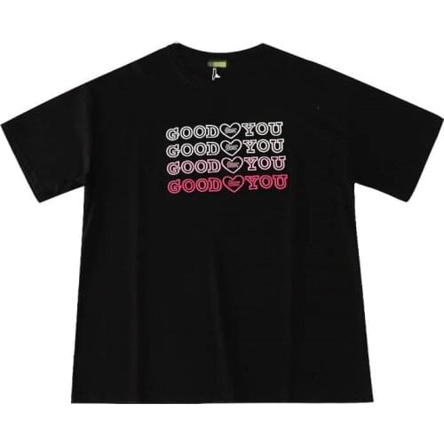 Casual Loose Womens Fashion Short-sleeved T-shirt Summer New Gradient Color Three-dimensional Letter Embroidery Top