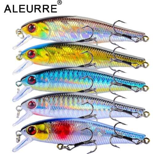 ALEURRE 1PCS Minnow Fishing Lure Laser Hard Artificial Bait 3D Eyes 8.5cm 9g Fishing Wobblers diving 0.2m-1m Crankbait Minnows