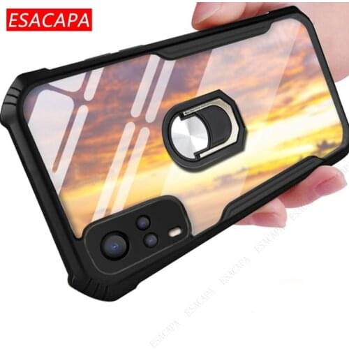 Anti-Knock Acrylic Phone Case For Vivo V20 V17 Pro V19 Ring Stand Holder Transparent Shockproof Protection Case For Vivo X30 Pro