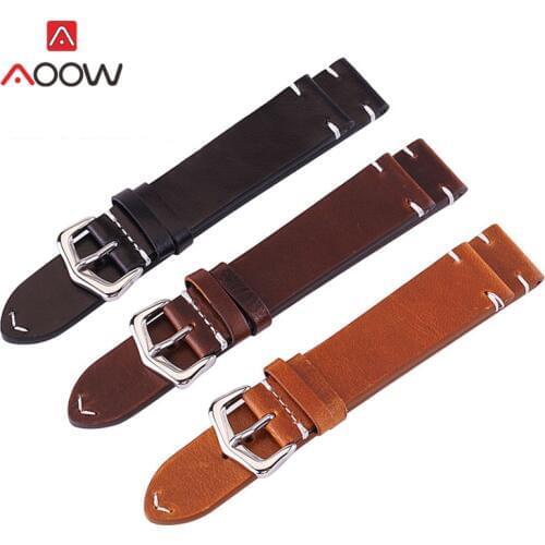 Cow Leather Watchband 18mm 20mm 22mm 24mm Vintage Dark Brown Men Women Replacement Bracelet Strap Band Watch Accessories