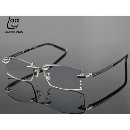 Luxury PRIVATE Custom Manual Pure Titanium Frame Diamond Cut High-elastic Tinted Lenses Mens Prescription Glasses Photochromic