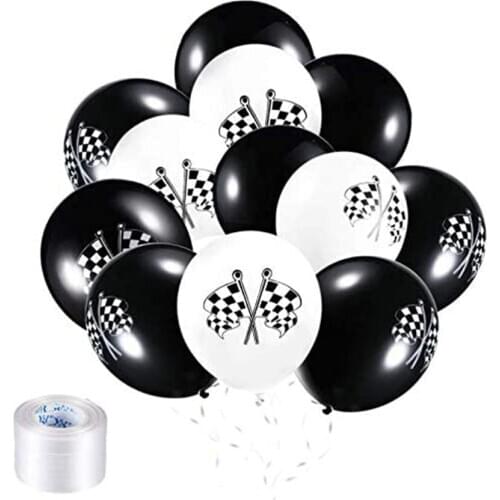 Checkered Racing Car Balloons Flag Latex Balloons for Racing Theme happy birthday Party Decorations boys kids baby shower