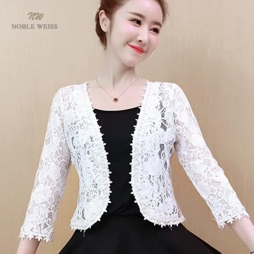 Wedding Wraps Jackets Ivory/Black Lace Long Sleeve Bridal Boleros Wraps Shawls Accessories Jacket