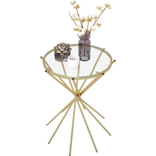 Customized Iron Side Table Nordic Glass Round Corner Table Simple Living Room Light Luxury Marble Sofa Coffee Table Bedside Ins