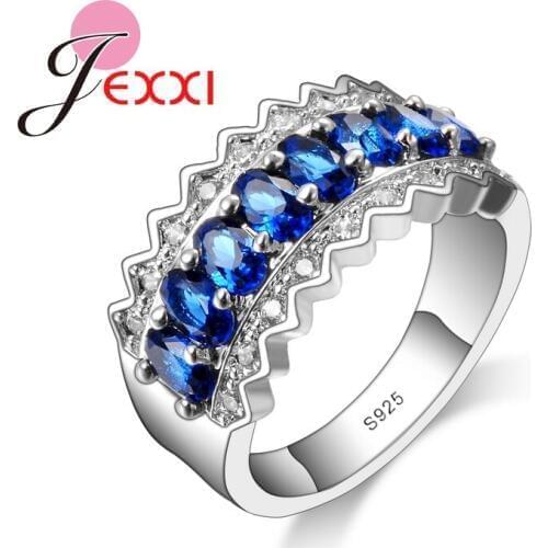 Fashion Women Band Jewelry Yellow Blue Zircon Crystal 925 Sterling Silver Engagement Weddings Party Finger Rings For Girls