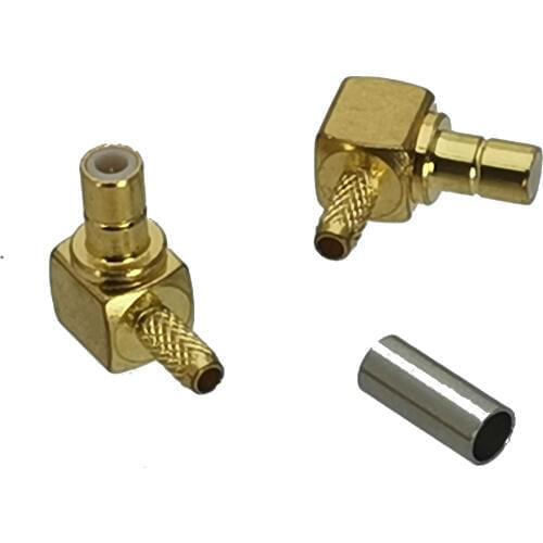 1Pcs Connector SMB male plug crimp RG174 RG316 LMR100 cable right angle RF Coaxial