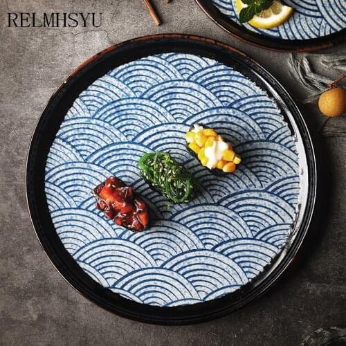 1PC RELMHSYU Japanese Style Round Flat Western Dinner Steak Breakfast Dessert Plate Tableware
