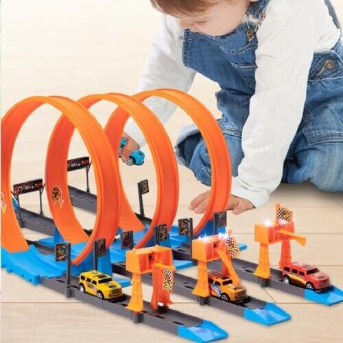 111pcs 2021 New Creative Toy Track Car Speed Track Car Ejection Track Childrens Toy Boy Holiday Gift