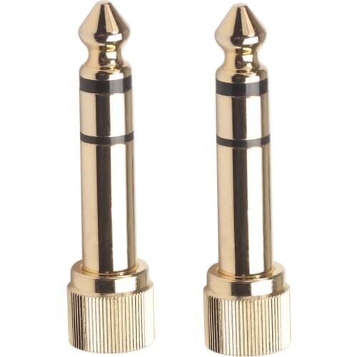 2pcs Jack 6.35mm Male to 3.5mm Female Plug Connector Headphone Amplifier Microphone Audio Screw Adapter Converter