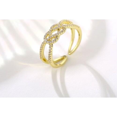 2021 classic geometric twist wrapped zircon open ring fashion women jewelry simple elegant student ring wedding party ring