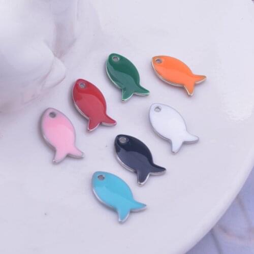 30pcs 8*14mm Silver Color Enamel Fish Charms Copper Cute Double Faced Fishs Pendant Diy Earring Jewelry Accessories