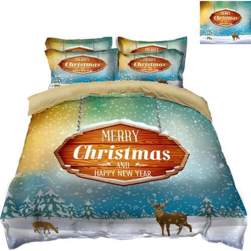 3D Bedding Set Twin Full Queen Bed Sheet Linen set Double Bed set Duvet Cover Pillowcase Simple Christmas California king