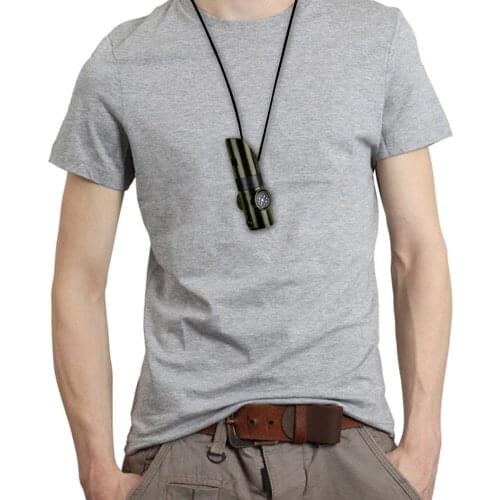 7 In 1 Mini SOS Survival Kit Camping Survival Whistle with Compass Thermometer Flashlight Magnifier Tools Outdoor Hiking Gear