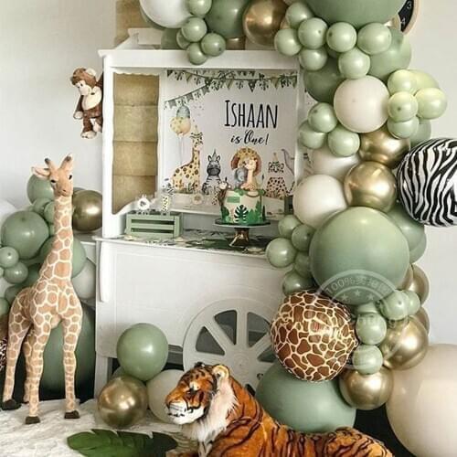 95pcs Avocado Green Balloon Garland Arch Kit Balloon Metallic Gold Globos Jungle Theme Baby Shower Kids Birthday Party Decor
