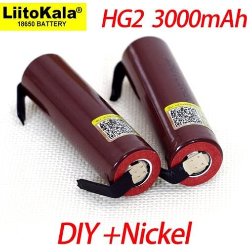 Liitokala new HG2 18650 3000mAh battery 18650HG2 3.6V discharge 20A, dedicated For hg2 batteries + DIY Nickel