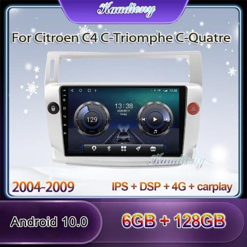 Kaudiony Android 10.0 Car Radio For Citroen C4 C-Triomphe C-Quatre Car Multimedia Player Auto GPS Navigation Stereo 4G 2004-2009