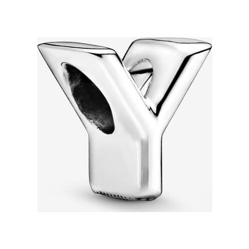 Letter Y Alphabet Charms 925 Sterling Silver Metal Beads Fit Pandora Bracelet for Women DIY Jewelry Making bijoux femme