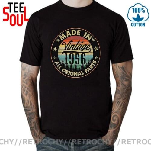 Mens Vintage Made In 1956 All Original Parts Retro mens T-Shirt Funny 65th Birthday Gift Idea Grandpa Husband Party Men T Shirt