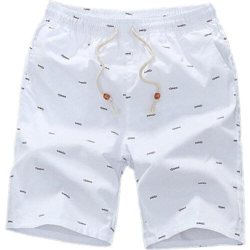70% Hot Sell Mid Rise Fish Bone Print Men Shorts Loose Drawstring Pockets Short Pants Bottoms