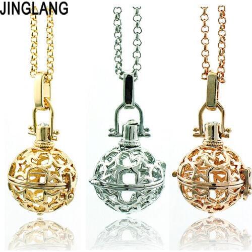 Fashion Angel Necklace Baby Musical Chime Ball 3 Color Star Cage Pendant Necklace For Women Jewelry