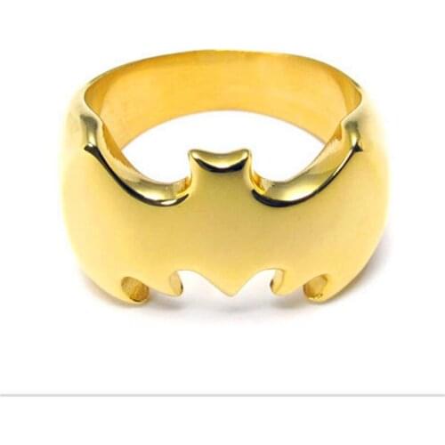 Fashion New Gold Mens Rings Jewelry Bat Stainless Steel Finger Ring Size 7 to 13