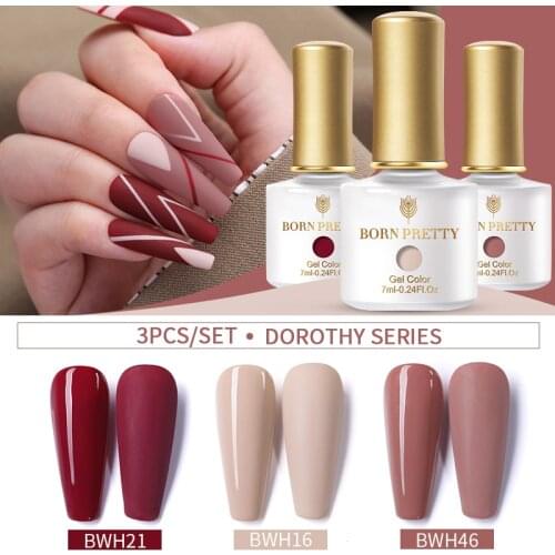 BORN PRETTY 2/3 Pcs Gel Polish Set Christmas Winter Color Glitter Sequins Color Gel Matte Effect Gel Varnish Need Base Top Coat