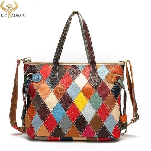 New Multi-Colorful Quality Leather Brand Luxury Ladies Patchwork Large Handbag Over The Shoulder bag Women Design Tote bag 330