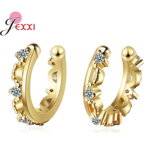 New Exquisite 925 Sterling Silver U Shape Earring Clips For Women Girls Hot Sale Small Shiny Crystal Earring clip