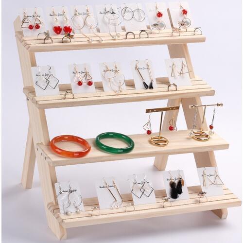 New Fashion Wooden Stud Earrings Storage Organizer Holder Jewelry Display Earrings Stand Rack Bracelets Holder Assembleable Part