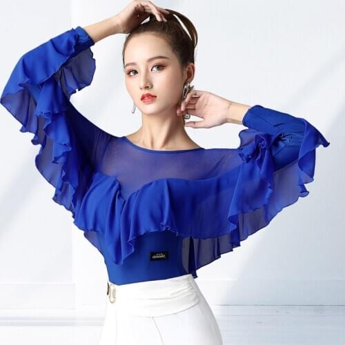Latin dance clothing adult new Latin dance national standard practice long sleeve latin top