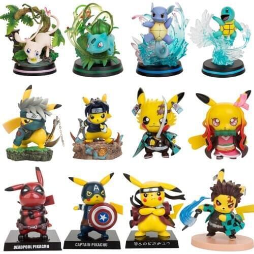 Original Pokemon Cartoons Anime Action Figure Pikachu Naruto Marvel Cosplay Collect Model Toy For Kids Christmas Gift