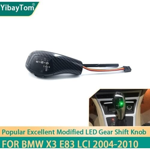 Excellent Replacement car-styling Modified LHD For BMW x3 E83 LCI 2004-2010 Led Gear Shift Knob Lever Carbon Fiber Pattern