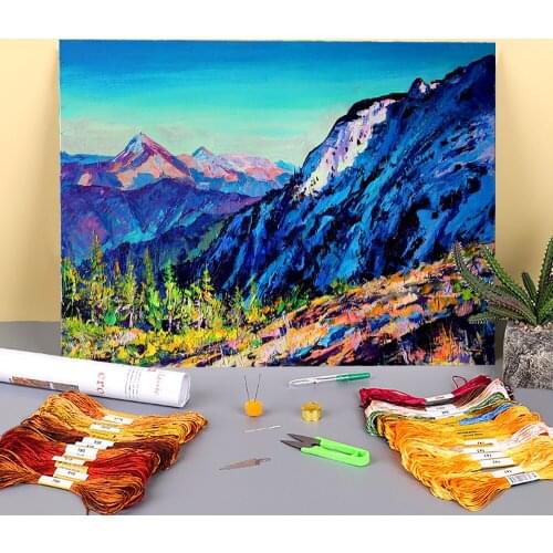 Landscape Spring Pre-Printed 11CT Cross-Stitch DIY Embroidery Patterns DMC Threads Craft Needlework Hobby Painting Magic