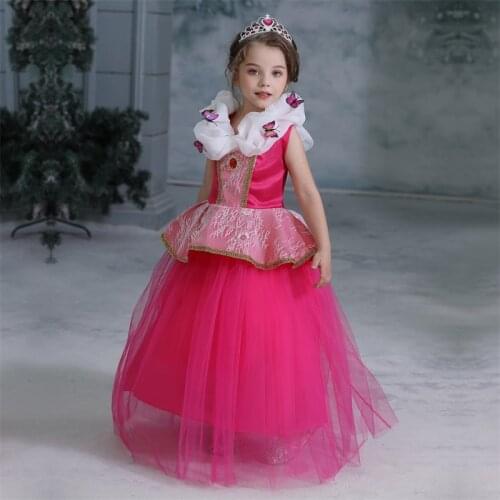 2021 Snow White Princess Dress For Girls Elegant Birthday Party Multi Mesh Butterfly Cloth For Children Lace Cake Costume