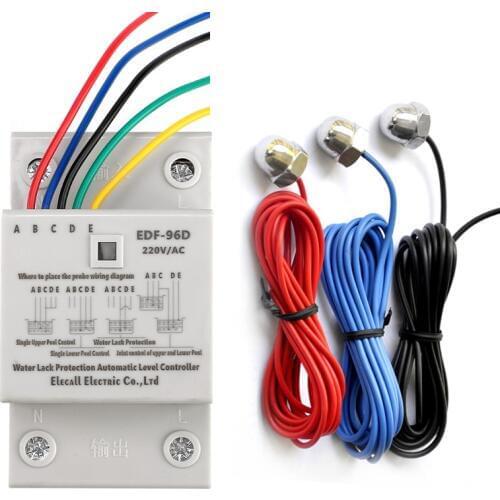 ELECALL EDF-96D Din Rail Mount Float Switch Auto Water Level Controller AC220V 5A Water Pump Controller