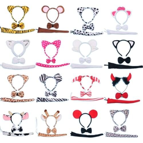 Halloween Animal Ear Headband Fox Giraffe Tiger Dog Monkey Carnival Cosplay Children Headwear Party Accessories