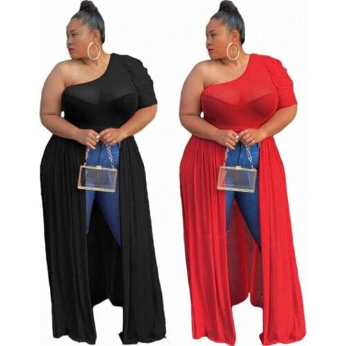 Plus Size Blouse xxxxl Women Tops OL One Shoulder Long Transparent Blouses Sexy Mesh Blouse Office Ladies