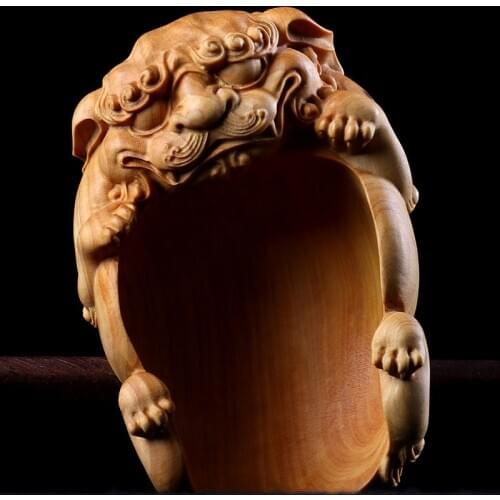 Boxwood 9cm Pixiu Tea Spoon Sculpture Tea Shovel Ceremony Collection Wood Carving Kung Fu Tea Set Lucky Statue Home Decor