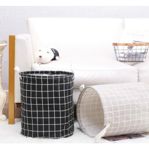 Foldable Round Cotton Linen Dirty Laundry Basket Organizer Bucket Clothing Kids Toy Large Capacity Storage Home Sundries Sorting